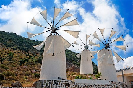 Windmills, Lassithi Plateau, Crete, Greece Foto de stock - Con derechos protegidos, Código: 862-03888368
