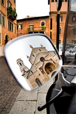 simsearch:862-03888567,k - Cathedral reflected in a scooter mirror, Verona, Veneto, Italy Stock Photo - Rights-Managed, Code: 862-03888565