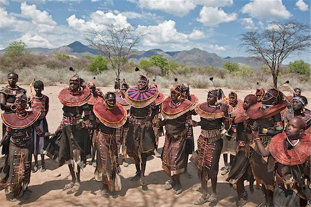 pokot tribe in africa - Pokot women and girls dancing to celebrate an Atelo ceremony. The Pokot are pastoralists speaking a Southern Nilotic language. Stock Photo - Rights-Managed, Code: 862-03888697