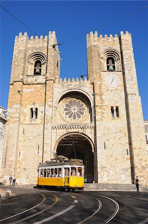 Tramway and Se Catedral (Motherchurch) in Alfama quarter, Lisbon, Portugal Stock Photo - Rights-Managed, Code: 862-03889089
