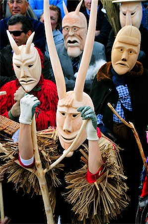 Traditional masks and carnival at Lazarim, Beira Alta, Portugal Stock Photo - Rights-Managed, Code: 862-03889080