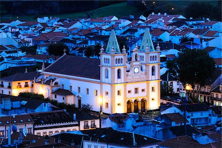 Historical center of Angra do Heroismo (UNESCO World Heritage Site) with the Motherchurch. Terceira, Azores islands, Portugal Stock Photo - Rights-Managed, Code: 862-03889153