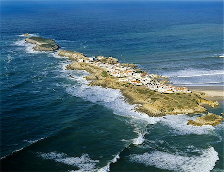 simsearch:862-05998856,k - Aerial view of the island of Baleal, near Peniche, on the Atlantic coastline of Portugal. Stock Photo - Rights-Managed, Code: 862-03889317