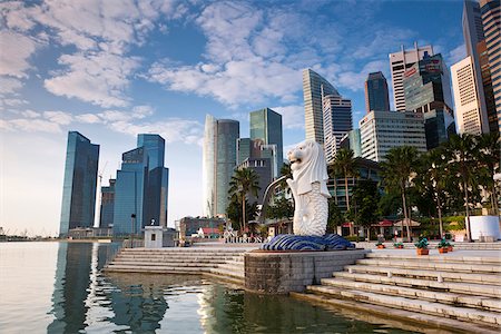 simsearch:862-03889569,k - Singapore, Singapore, Marina Bay.  The Merlion Statue with the city skyline in the background, Marina Bay. Stock Photo - Rights-Managed, Code: 862-03889578