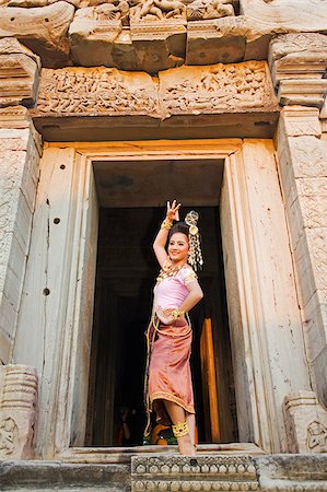 simsearch:862-05997270,k - Thailand, Nakhon Ratchasima, Phimai.  Dancer at the Khmer temple of Prasat Phimai during the annual Phimai festival.  The festival in November celebrates the town's history and culture with dances, boat races and a sound and light show. Stock Photo - Rights-Managed, Code: 862-03889839