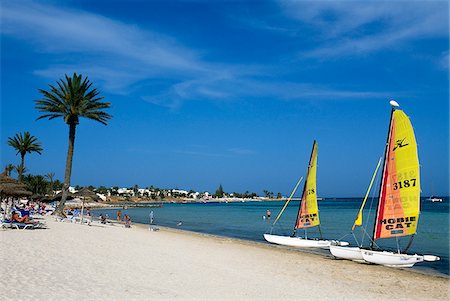 sailboat on the beach - Club Med Djerba La Douce, Djerba, Tunisia Stock Photo - Rights-Managed, Code: 862-03889896