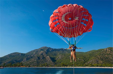 Parasail at Oeluedeniz Beach near Fethiye, Aegean, Turquoise Coast, Turkey Foto de stock - Con derechos protegidos, Código: 862-03890006