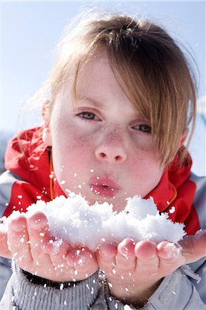 simsearch:877-06835760,k - France, winter girl portrait blowing snow Stock Photo - Rights-Managed, Code: 877-06835759