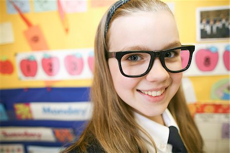 emotional canada - Canada, Québec, Montreal, private school, portrait of girl with eyeglasses Stock Photo - Rights-Managed, Code: 877-06833437