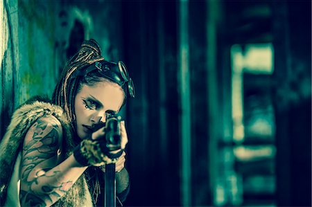 fighting to protect - Cyberpunk Woman Stock Photo - Rights-Managed, Code: 877-07460524