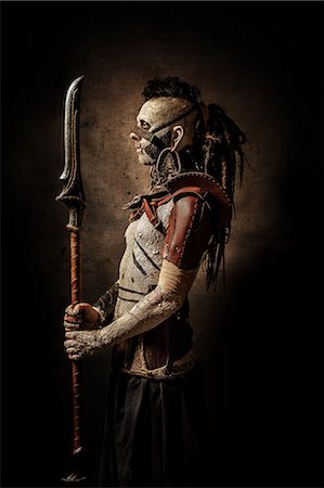 Tribal Warrior Profile Photographie de stock - Rights-Managed, Code: 877-07460602