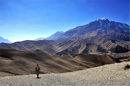 Trekker in Mustang. Ghami. Nepal. Stock Photo - Rights-Managed, Code: 877-08026622