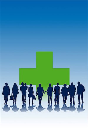 simsearch:877-06835852,k - Figures walking in front of a green cross Stock Photo - Rights-Managed, Code: 877-08078977