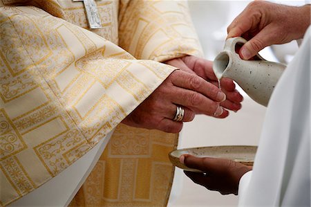 Catholic mass. Priest. Hand washing. La Roche-sur-Foron. France. Stock Photo - Rights-Managed, Code: 877-08127919