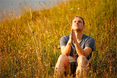 simsearch:877-08129539,k - Man praying outside. Stock Photo - Rights-Managed, Code: 877-08127930