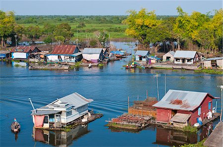 pirogue - Camdodia, Siem Reap Province, Tonle Sap Lake, site classified Unesco biosphere in 1997, the Prek Toal village Photographie de stock - Rights-Managed, Code: 877-08128289