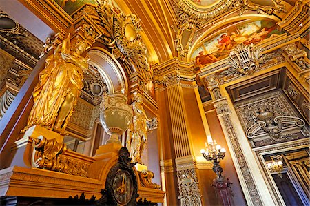 France,Paris. 9th district. Palais Garnier, Paris Opera. The Grand Foyer. View of the fireplace (left) and decoration. Stock Photo - Rights-Managed, Code: 877-08128485