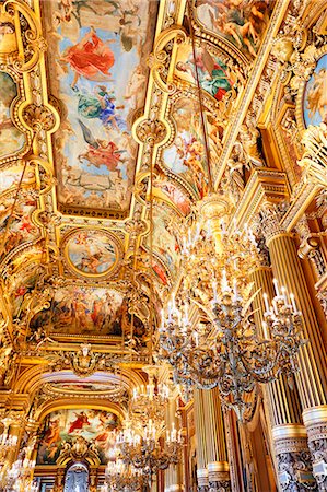 France,Paris. 9th district. Palais Garnier, Paris Opera. The Grand Foyer. View ceilings. Foto de stock - Con derechos protegidos, Código: 877-08128481