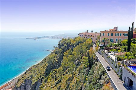 scenic photos of taormina italy - Italy. Sicily. Taormina. Place April 9. View of the coast. Stock Photo - Rights-Managed, Code: 877-08129021