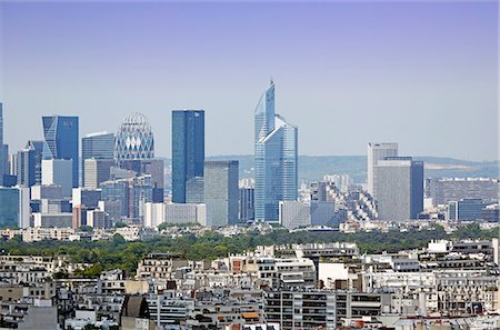 France,Paris, 15th arrondissement. Parc André Citroën. View Defense and the First Tower from the tethered balloon. Stock Photo - Rights-Managed, Code: 877-08129345