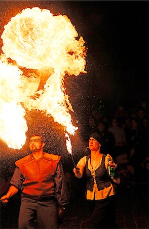 spitting - France,Seine et Marne. Fontenay Trésigny. Medieval feast. Fire eaters. Stock Photo - Rights-Managed, Code: 877-08129452