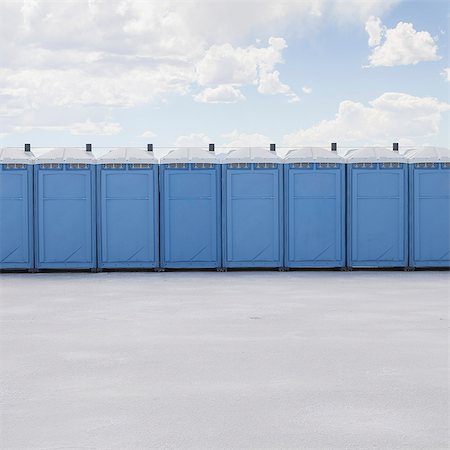 saltflat - Row of portable toilets on salt flats, during Speed Week Stock Photo - Rights-Managed, Code: 878-07442497