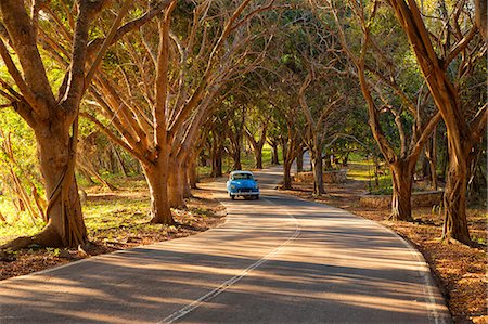 simsearch:879-09020637,k - Havana, Cuba. Classic 1950's American car driving on a winding road. Stockbilder - Lizenzpflichtiges, Bildnummer: 879-09020649