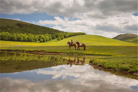 Europe,Italy,Umbria,Perugia district, Castelluccio di Norcia Sibillini Ranch Photographie de stock - Rights-Managed, Code: 879-09020702