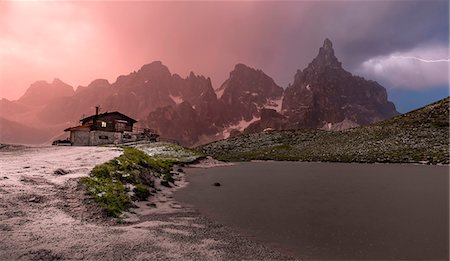 rolle pass - Thunderstorm in Passo Rolle by nigth, San Martino di Castrozza village, Trento district,Trentino Alto Adige, Italy Stock Photo - Rights-Managed, Code: 879-09020986