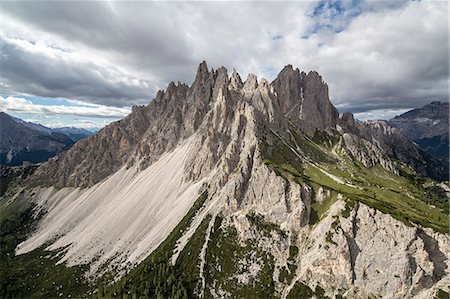Dolomite peaks of Cadini seen from the helicopter. Cortina d'Ampezzo. Dolomites. Veneto. Italy. Europe Stock Photo - Rights-Managed, Code: 879-09034035