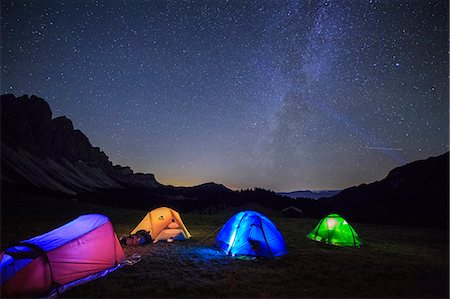 simsearch:879-09043858,k - Camping under the stars. Malga Zannes Funes Valley South Tyrol Dolomites Italy Europe Stock Photo - Rights-Managed, Code: 879-09034108