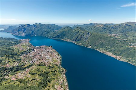 simsearch:879-09034392,k - Aerial view of the villages Mandello del Lario and Abbadia Lariana overlooking Lake Como Lecco Province Lombardy Italy Europe Stock Photo - Rights-Managed, Code: 879-09034198