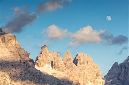 Sunset on Cima Tosa the highest mountain of the Brenta Group Madonna di Campiglio Dolomites Trentino Alto Adige Italy Europe Stock Photo - Rights-Managed, Code: 879-09034351