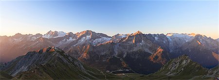 Panorama of Cima Presanella and glaciers Presena and Pisgana Valcamonica border Lombardy and Trentino Alto Adige Italy Europe Foto de stock - Con derechos protegidos, Código: 879-09034396