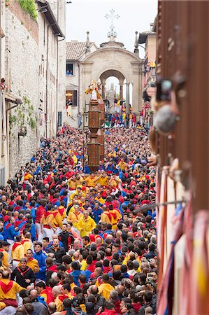Europe,Italy,Umbria,Perugia district,Gubbio. The crowd and the Race of the Candles Stock Photo - Rights-Managed, Code: 879-09032891