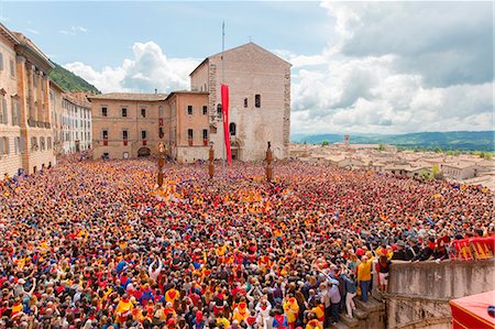 Europe,Italy,Umbria,Perugia district,Gubbio. The crowd and the Race of the Candles Stock Photo - Rights-Managed, Code: 879-09032936