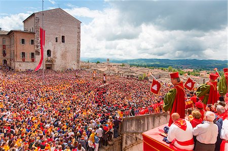 Europe,Italy,Umbria,Perugia district,Gubbio. The crowd and the Race of the Candles Stock Photo - Rights-Managed, Code: 879-09032932