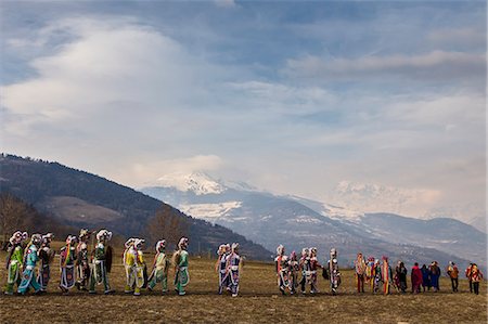 Alpine carnival coumba freida. Aosta valley, Gignod, Italy Fotografie stock - Rights-Managed, Codice: 879-09033036