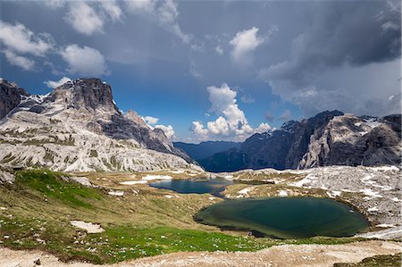 sexten dolomites - Lakes of the Plans View, Natural Park Three Peaks, Sesto Pusteria, Bolzano district, South Tyrol, Italy, Europe Photographie de stock - Rights-Managed, Code: 879-09033188