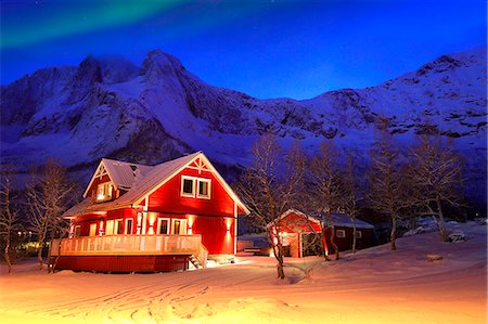 snowy houses - Mefjordvær village, Senja island, Norway Stock Photo - Rights-Managed, Code: 879-09033214