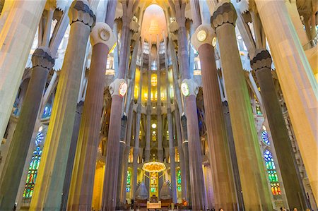 Spain, Barcelona, Sagrada Familia, Interior Photographie de stock - Rights-Managed, Code: 879-09033258