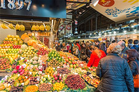 Boqueria food market, Barcelona, Catalonia, Spain Foto de stock - Con derechos protegidos, Código: 879-09033264