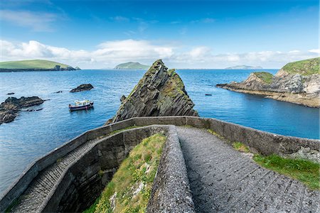 path ocean - Dunquin pier, Dingle peninsula, County Kerry, Munster province, Ireland, Europe. Stock Photo - Rights-Managed, Code: 879-09033323