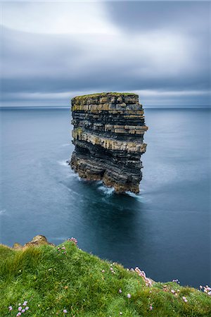 simsearch:879-09033333,k - Downpatrick Head with grass in the foreground. Ballycastle, Co. Mayo, Connacht province, Ireland. Stock Photo - Rights-Managed, Code: 879-09033334