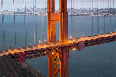 san francisco night - USA, West Coast,California, San Francisco, Golden Gate, Bridge Foto de stock - Con derechos protegidos, Código: 879-09033611