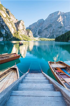 Lake Braies, Braies - Bolzano province , Trentino Alto Adige Italy Fotografie stock - Rights-Managed, Codice: 879-09033747