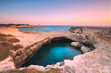 Grotta della Poesia at dawn, Lecce province, Italy, Puglia district, Europe. Stock Photo - Rights-Managed, Code: 879-09033911