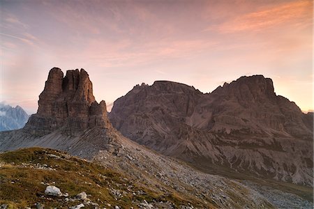 Cima Toblin, Sesto Dolomites,Bolzano province, Trentino Alto Adige, Italy, Europe. Toblin tower at sunrise Stock Photo - Rights-Managed, Code: 879-09044000