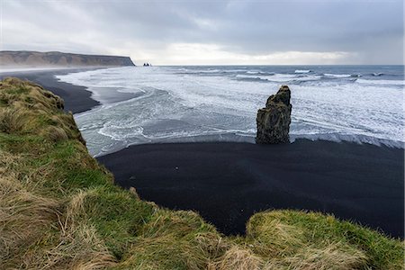 simsearch:879-09032981,k - Solitary rock at the beach of Reynisfjara, Vik, Sudurland, Iceland, Europe Stock Photo - Rights-Managed, Code: 879-09043459