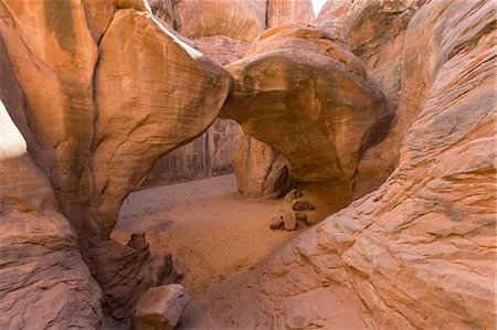 rock arch utah - Sand Dune Arch, Arches National Park, Moab, Grand County, Utah, USA. Stock Photo - Rights-Managed, Code: 879-09043600